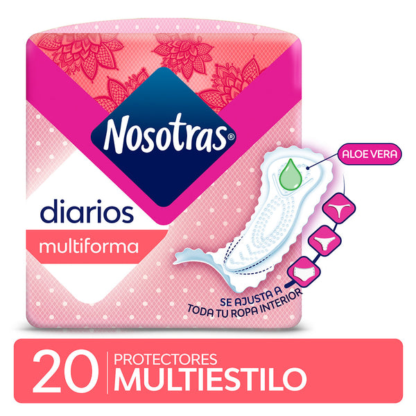 20-Pack Nosotras Multiestilo Daily Protector With Aloe - Hypoallergenic, Breathable, Odor Control & 8-Hour Protection