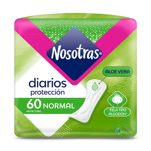 60-Unit Pack of Nosotras Normal Daily Protector with Aloe | Hypoallergenic, Super Absorbent, Odor Control & More